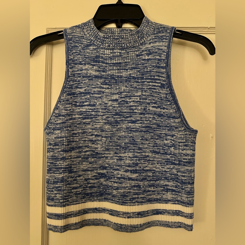 Forever 21 Blue and White Knit Tank Top